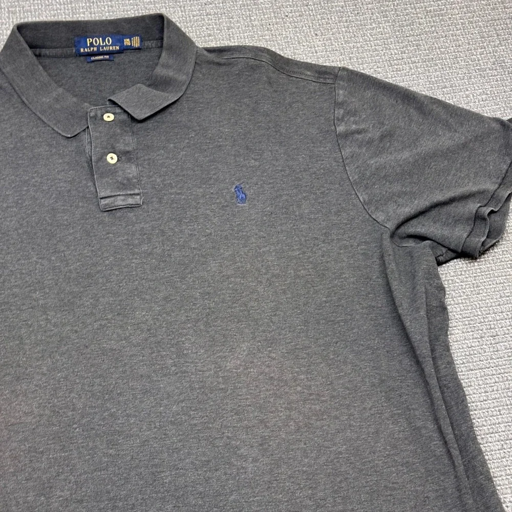 Polo Ralph Lauren Mens XXL Classic Fit Short Sleeve Polo Shirt Gray Blue Pony